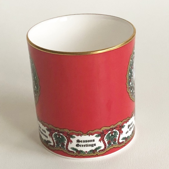 Halcyon Days "Christmas Wishes" English Fine Bone China Cup Holder Gold Rim - Picture 2 of 15